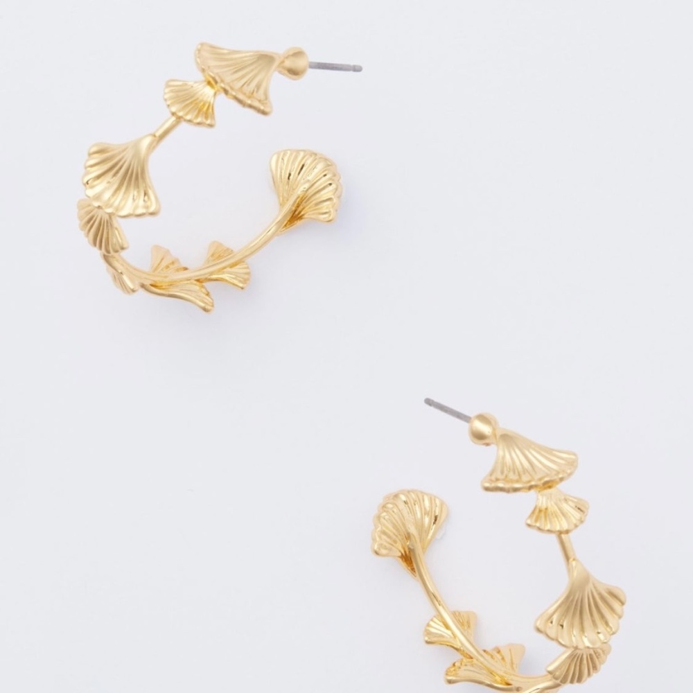 Gold Ginkgo Kerri Hoop Earrings
